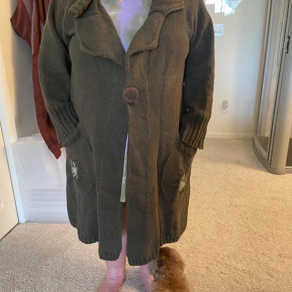 BLUE FISH Olive Cotton Sweater Jacket - Picture 4 of 14